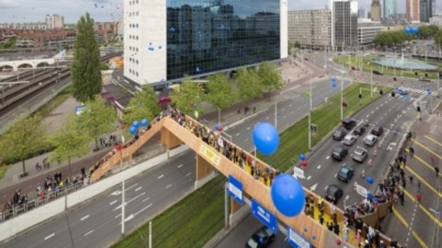 The Luchtsingel pedestrian bridge in Rotterdam shows what can be done with crowdsourced infrastructure.