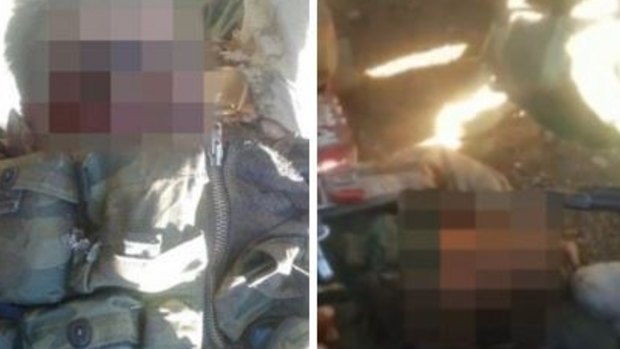 Unconfirmed images of a deceased Russian pilot who was shot down by Turkish forces.