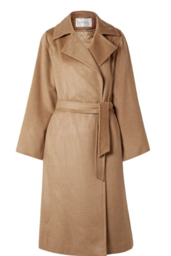 A cosy, camel-coloured Max Mara coat would come in handy when Tassie gets chilly.