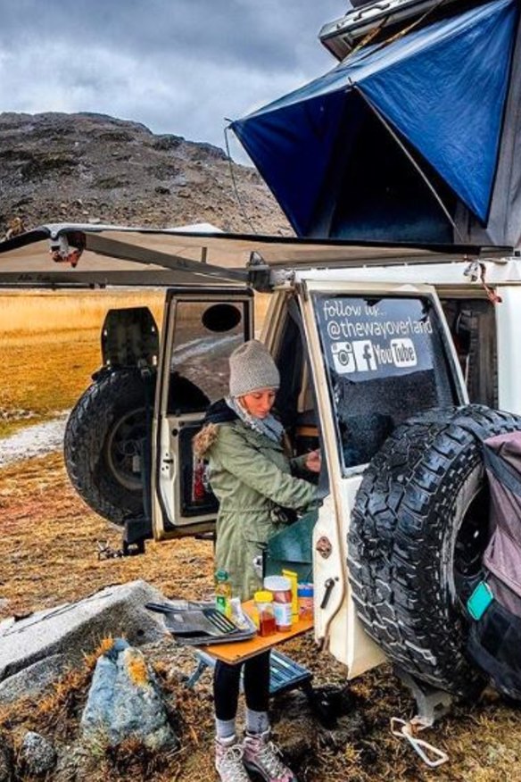 Jolie King cooks pancakes to celebrate Mark Firkin's birthday by the shores of Borith Lake, Pakistan.