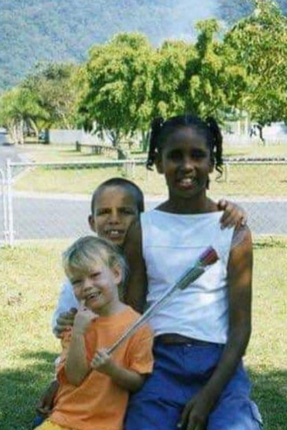 Kardell (right) with brother Adair and sister Jade Lomas-Ronan.