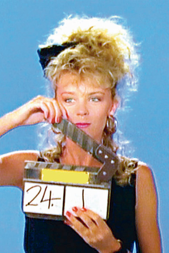 Kylie Minogue filming the video for her first single Locomotion in 1987.