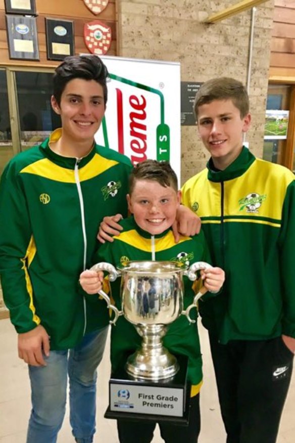 Patrick Beach (right) celebrates early success with Mount Druitt Rangers FC.