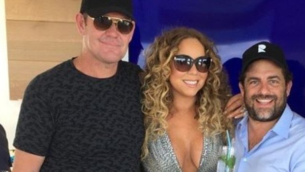 James Packer and Mariah Carey, with Brett Ratner on Packer's super yacht.