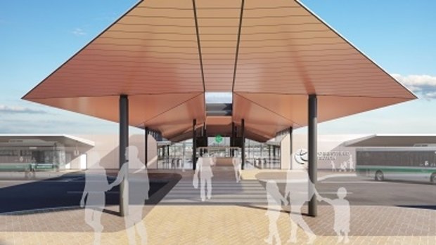 An artist's impression of the new Forrestfield train station, the first priority before the Thornlie line extension for the Liberals. 