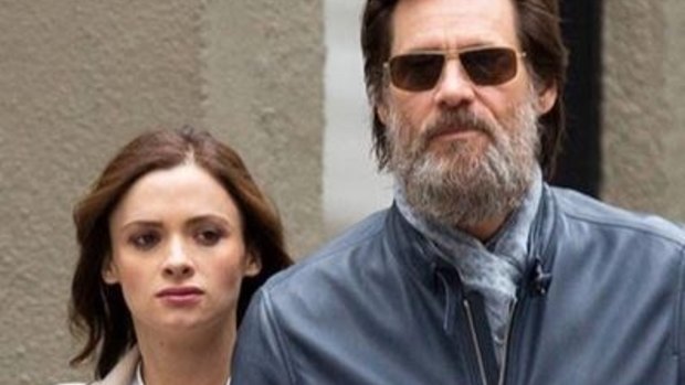 On again, off again relationship ... Cathriona White and Jim Carrey in May.