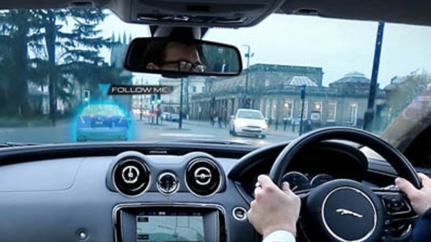 Screening now: Jaguar Land Rover's heads-up display.