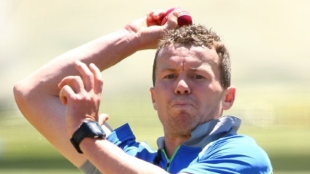 Peter Siddle delivers during in the nets at the WACA.