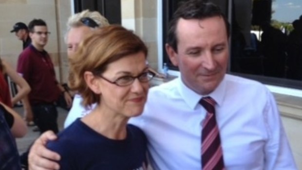UnionsWA's Meredith Hammat with State Opposition leader Mark McGowan.