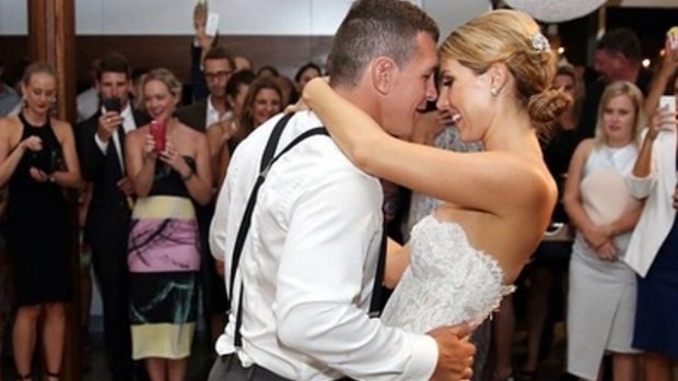 A photo posted on Instagram of Greg Bird dancing with his bride Becky Rochow.