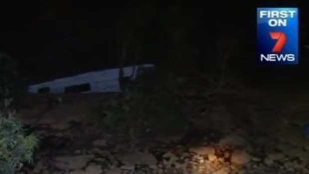 Campers had to flee in darkness as the sinkhole opened up at a beach camping ground north of Rainbow Beach.