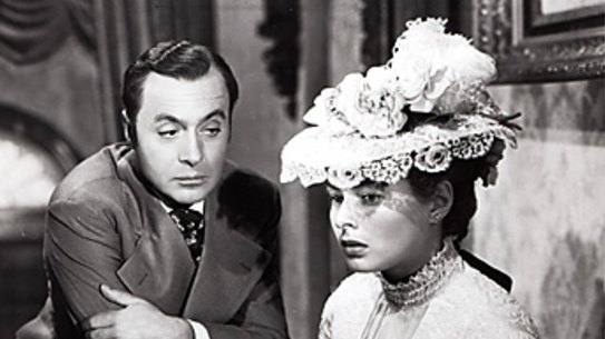 Charles Boyer and Ingrid Bergman in scene from the film Gaslight.