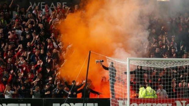 Flare cop: The Wanderers have attracted 'countless fines' over the behaviour of their fans, including letting off fireworks.