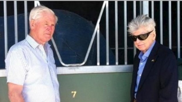 Good to go: Patrick Hogan and Bart Cummings run their eyes over Precedence on Monday.