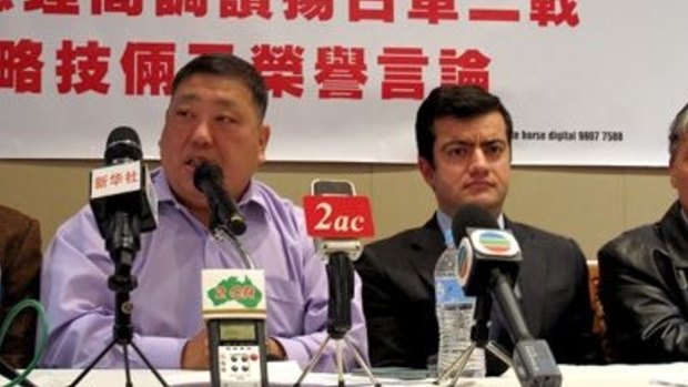 NSW MP Ernest Wong with Senator Sam Dastyari at an event attended by Chinese-language media.