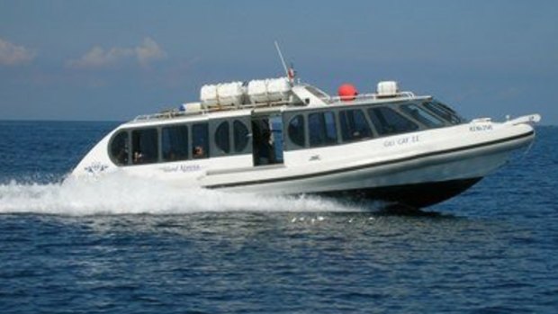A Gili Cat fast boat similar to the one on which there was an explosion on Thursday.
