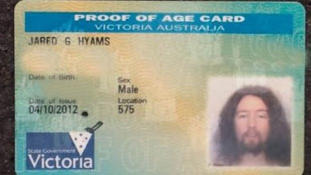 Jared Hyams' proof of age card.