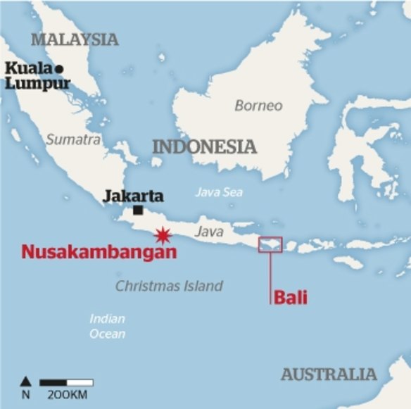 Nusakambangan on the map.