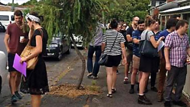 Dozens lined up to view a Brunswick house for rent recently..
