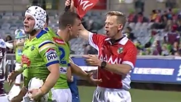Banned: Jack Wighton was suspended for one match for illegally touching linesman Brett Suttor.