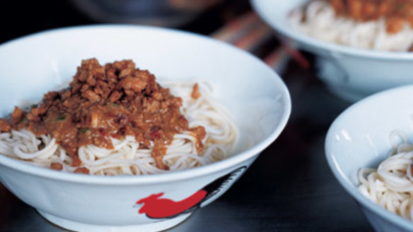 Chinese street snack: Dan dan mian.