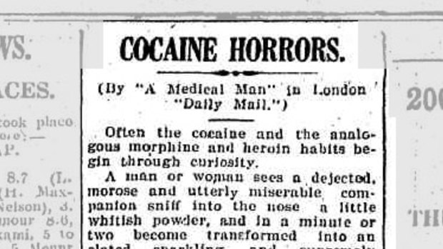 'Cocaine horrors' story in The Maitland Weekly Mercury on July 8, 1922.