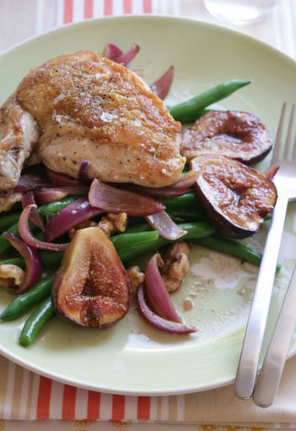 Roast chicken with balsamic and honey figs.