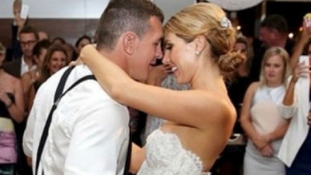 Bridal waltz: Greg Bird on his wedding day with new bride, Becky. 