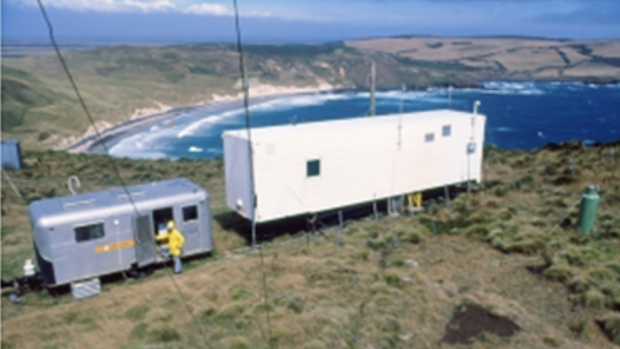 Cape Grim in the early days: men in a van.