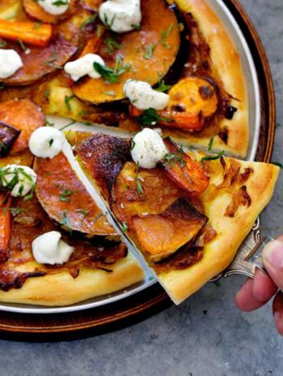 <b>Leftover roast vegies:</b> Adam Liaw's delicious, gourmet and vegetarian pizza with ricotta. <a href="http://www.goodfood.com.au/recipes/roasted-vegie-and-whipped-ricotta-pizza-20140324-35db1?rand=1395638199708"><b>(Recipe here).</b></a>.