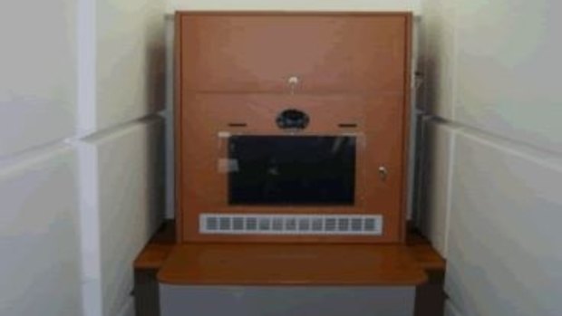 A typical audio-visual link booth in a NSW prison. 