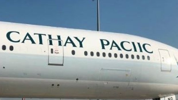 Cathay Pacific misspelled its name as Cathay Paciic on a plane.