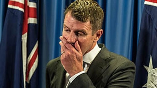 'I got it wrong': Premier Mike Baird at the press conference on Tuesday. 