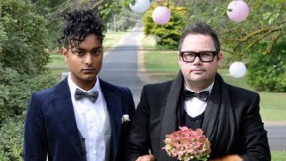 Brahman Perera and Jason M Jones at their wedding.