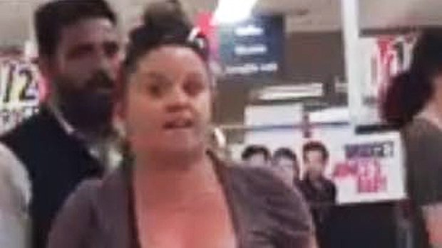 The woman became aggressive while shopping at a Coles supermarket in Melton.