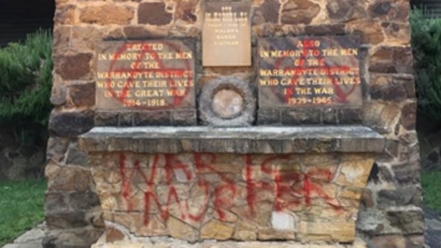 The RSL will try to remove the graffiti in time for Tuesday's Anzac Day march.