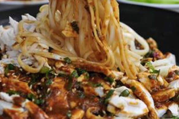 Cold spicy Sichuan sesame noodles.