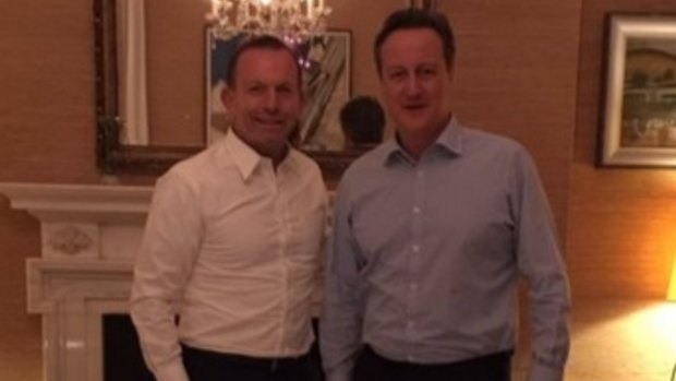Tony Abbott meeting with British Prime Minister David Cameron.