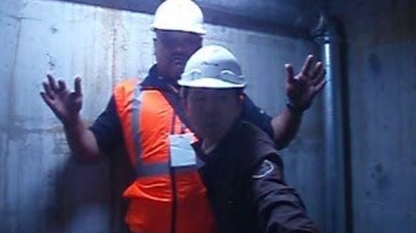 David Li, Construction Manager Sky Central Charlestown, and Pomare Auimatagi from the CFMEU. 