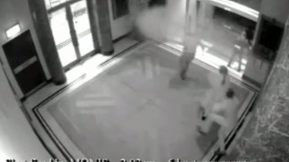 Cameras captured the moment the hostages fled the cafe as Man Monis shot at the door. 