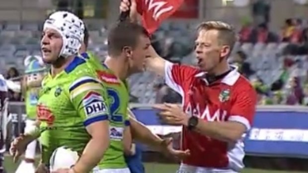 Jack Wighton will be suspended for one match for illegally touching linesman Brett Suttor.