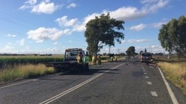 A Brisbane man died when his small sedan and a semi-trailer collided near Warwick in the raly hours of Monday.