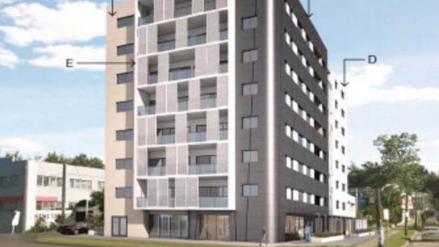 Artists' impression of the proposed seven-storey building at 538 Canterbury Road Campsie, rejected by the former council's Independent Hearing and Assessment Panel but approved by the council.