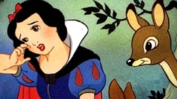 Snow White lost in the woods, from Disney's Snow White and the Seven Dwarfs (1937).