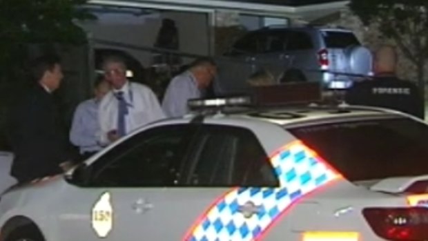 Police at the scene of an alleged double murder at Upper Coomera on the Gold Coast.