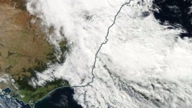 NASA's satellite view of the storm as it passed over Sydney.