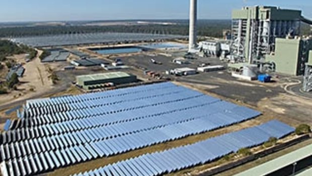 Solar panels lie in waste at Kogan Creek Power Station, near Chinchilla