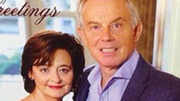 Festive fear: Tony Blair's official Christmas card which Twitter called "terrifying".