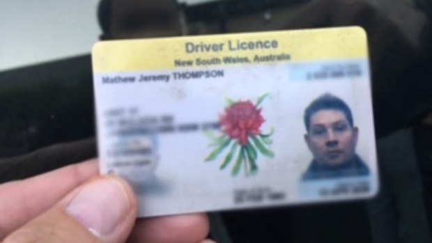 The witness took a photo of Mathew Thompson's driver's licence after confronting him following the crash. 