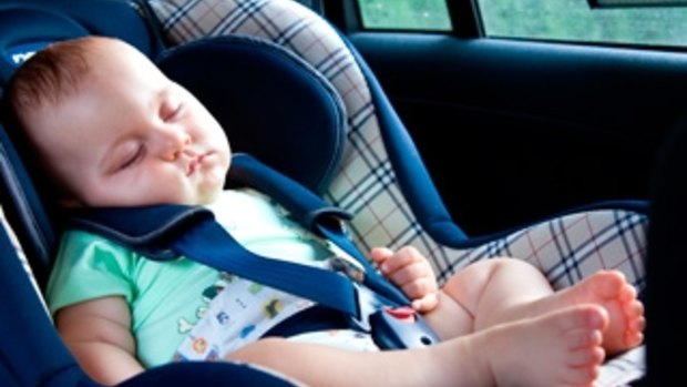 A baby left in a locked car on a hot day is at risk of death in minutes. 